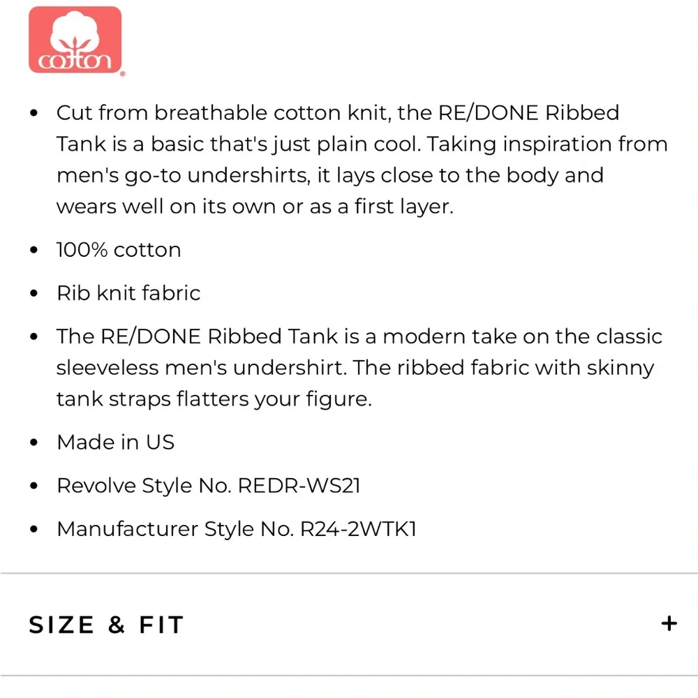 Re/done Ribbed White Tank - Picture 7 of 7